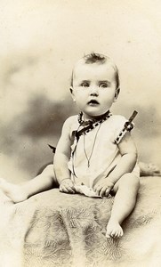 France Paris Baby Fashion Necklace Old CDV Photo Fontes 1900