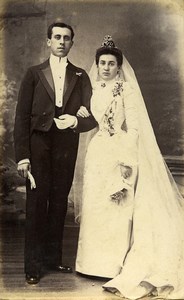 France Paris Couple Wedding Fashion Old CDV Photo Yrondy 1900