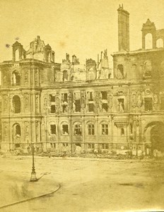 France Siege of Paris Commune Ruins Old CDV Photo Liebert 1871