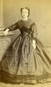 France Lille Mrs Valandrey Second Empire Fashion Old Photo CDV Leblondel 1865
