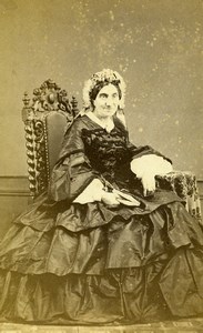 France Chartres Second Empire Fashion Woman Old Photo CDV Mme Leclerc 1860'