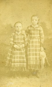 France Lille Young Girls Fashion Children Old Photo CDV Ferrand 1870'