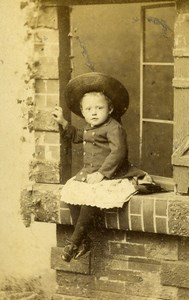 France Lille Fashion Children Hat Old Photo CDV Cayez 1890'