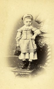 France Rouen Fashion Children Basket Old Photo CDV Renouard 1870'