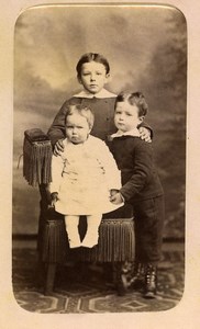 France Amiens Siblings Children Bassecour Family Old Photo CDV Vivot 1879