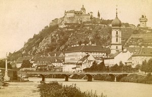 Austria Graz Panorama Franciscan Church Old Photo CDV Von Pleschner 1870'