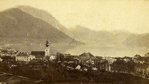 Austria Gmunden Panorama Traunsee Lake Old Photo CDV Kunz 1870'
