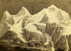 Switzerland Wengernalp Panorama Swiss Alps Old Photo CDV Briquet 1870'
