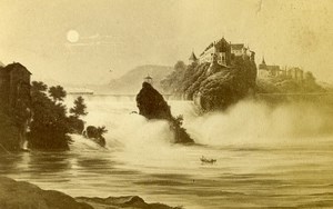 Switzerland Rhine Falls Panorama Old Photo CDV 1870'