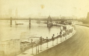 United Kingdom London Thames from Waterloo Bridge Old Photo CDV Hayler 1870'