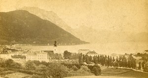 Austria Gmunden Panorama Traunsee Lake Old Photo CDV Wurthle 1870'