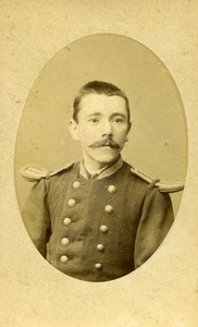 France Lille Military Soldier Uniform Moustache Old Photo CDV Mallart 1900'