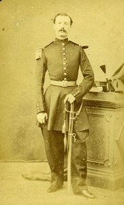 France Caen Military Soldier Uniform Sabre Saber Old Photo CDV Grisy 1870'