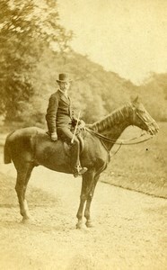 United Kingdom East Linton Man on Horse Countryside Old Photo CDV Nisbet 1870'