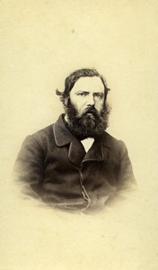 France Bearded Man Portrait Old Photo CDV Gilbert 1870'