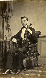 France Paris Musician Violinist & his Violin Old Photo CDV Mayer 1861'