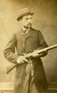 France Roubaix Hunter Rifle Old Photo CDV Wilhem & Cailleteau 1870'