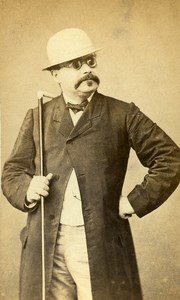 France Paris Man with glasses & Hat Walking Stick Old Photo CDV Lagriffe 1870'