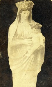 France Lot Luzech Notre Dame de l'Ile statue Old Photo CDV 1890'
