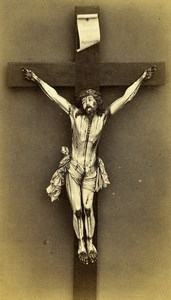 Belgium Brussels Jesus Christ Cross Old Photo CDV Rosman 1870'