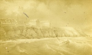 France Manche Granville view of beach & Casinos Old Photo CDV 1870'