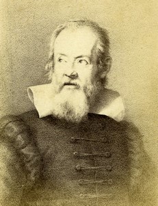 Italy Firenze Arts Galileo Galilei Portrait Old CDV Photo Alinari 1860