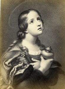 Italy Firenze Arts Carlo Dolci Mary Magdalene Old CDV Photo Alinari 1860