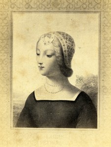 Italy Firenze Arts Laura de Noves Petrarca Portrait Old CDV Photo 1860