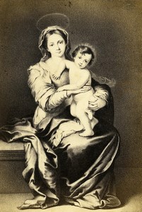 Italy Firenze Arts Pitti Murillo Madonna and Child Old CDV Photo 1860