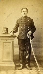 France Military Soldier Sabre Hat Old CDV Photo Anonymous 1870