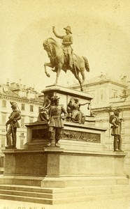 Italy Torino Carlo Alberto Monument by Marochetti Old CDV Photo Brogi 1870