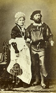 France Couple in Costume Fashion Stage Actors? Old Calavas? CDV Photo 1890