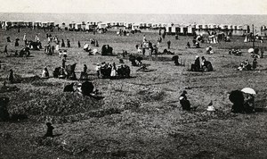 Belgium Oostende Busy Beach Sea Front Old CDV Print Daveluy 1900