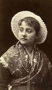 France Boulogne sur Mer Woman Boulonnaise Headdress Old CDV Photo Chamoin 1890