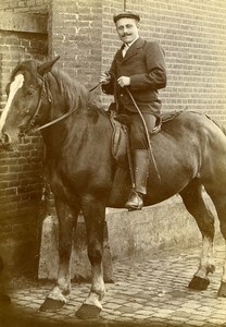 Belgium Brussels Man Horse Rider Portrait Old CDV Photo Van Mill 1890