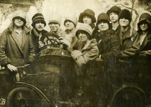 Belgium Humoristic Ladies in a car Studio Arcade Old CDV Photo Coster 1920