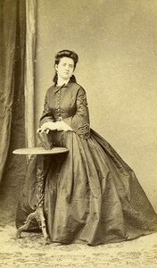 Belgium Brussels Woman Costume Second Empire Fashion Old CDV Photo Straszak 1860