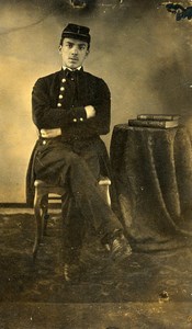 France Elegant Young Man in Uniform Second Empire Fashion Old CDV Photo 1860