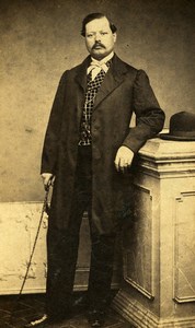 France Elegant Man Cane & Hat Second Empire Fashion Old CDV Photo 1860