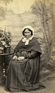 France Older Lady Woman Fashion Bonnet Old CDV Photo 1860