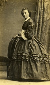 France Elegant Woman Second Empire Fashion Crinoline Old CDV Photo 1860