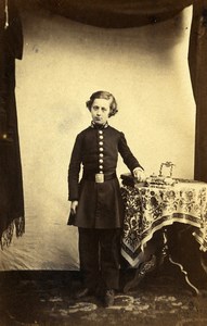 France Elegant Boy in Uniform Costume Second Empire Fashion Old CDV Photo 1860