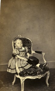 France Toddler Boy in Elegant Dress Second Empire Fashion Old CDV Photo 1860