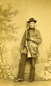 France Hunter Hunting Costume Shotgun Old CDV Photo 1860