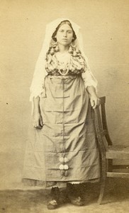 Italy ? Woman Traditional Costume Fashion Old CDV Photo 1860