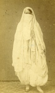 Algeria Alger? Woman Costume Fashion Niqab Old CDV Photo 1870