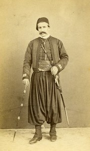 Egypt Cairo ? Man Traditional Costume Fashion Old CDV Photo 1870