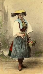 Germany Hamburg Woman Flower Seller Vierlanderin Old CDV Photo Hattorff 1890