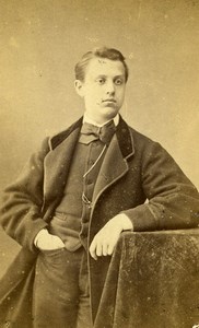 France Paris Young Man Student Costume Fashion Old CDV Photo Nadar 1870