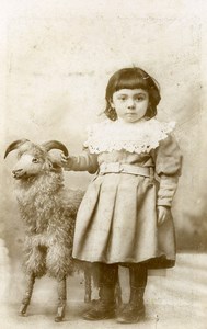 France Boulogne sur Mer Jeu d'Enfants Bélier Jouet Ancienne CDV Photo Wyngaard 1890